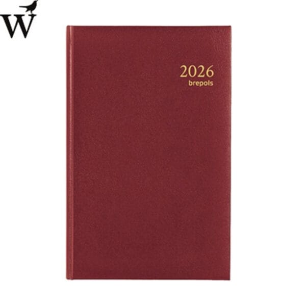 Agenda Brepols Saturnus kort 1 dag/1 pagina bordeaux 2026