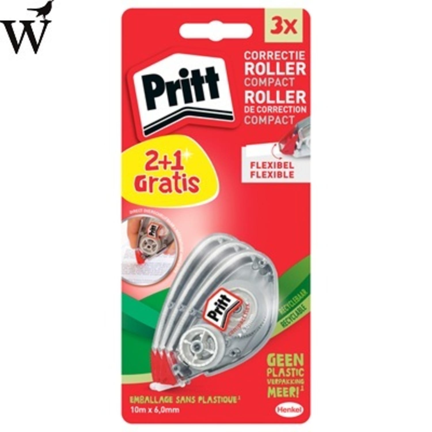 Correctietape Pritt Compact Flex 6mm x 10m blister 2+1 grati