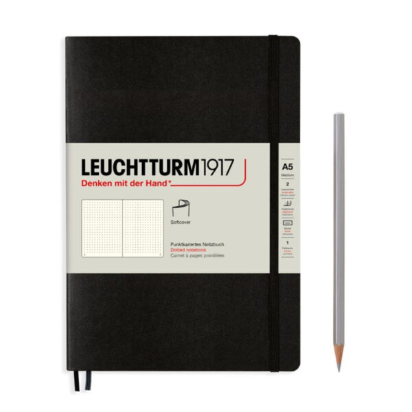 Notitieboek Leuchtturm Medium black dotted soft cover A5