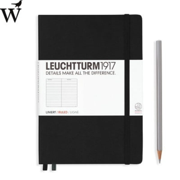 Notitieboek Leuchtturm Medium black ruled hard cover A5