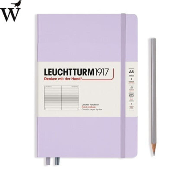 Notitieboek Leuchtturm med Lilac ruled hard cover A5