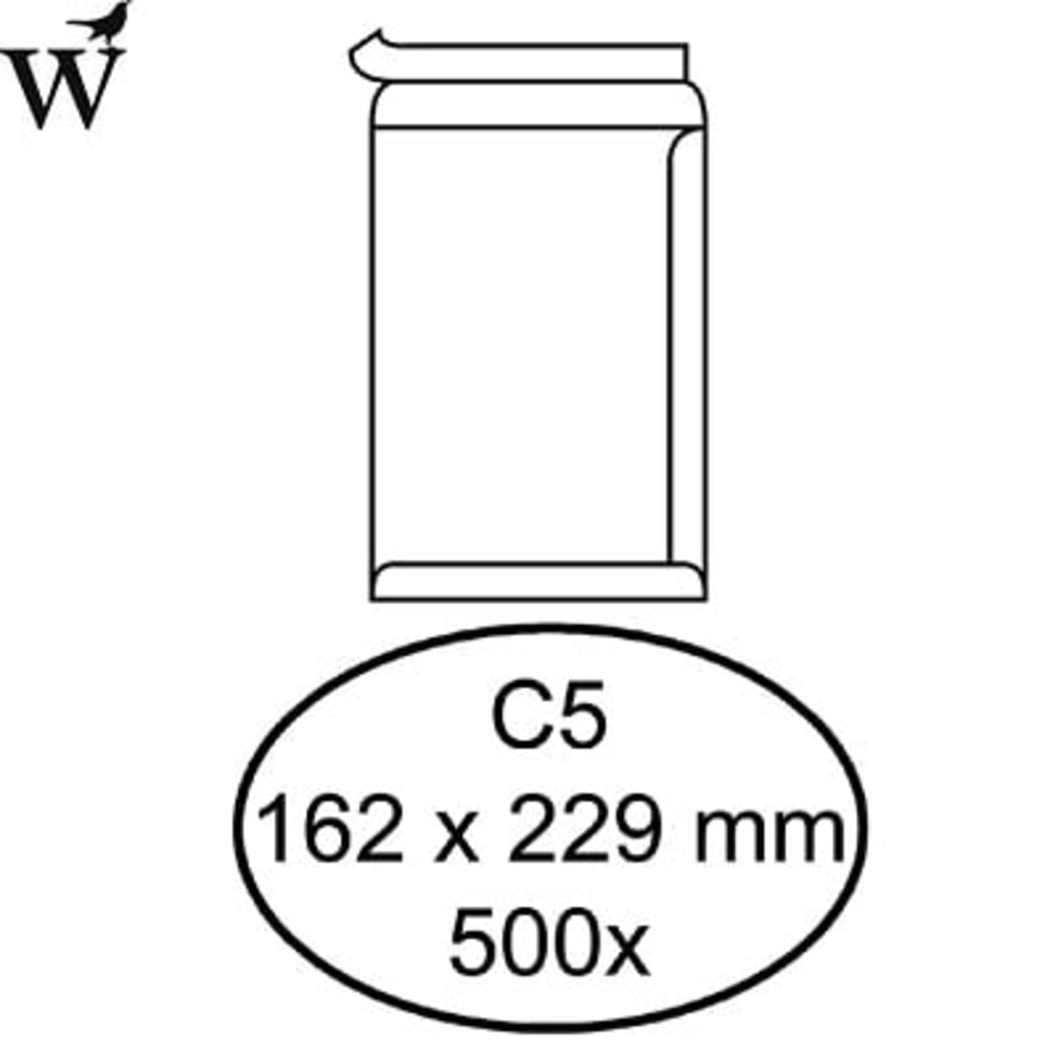 Envelop akte C5 162x229mm zelfklevend wit 500stuks Huismerk