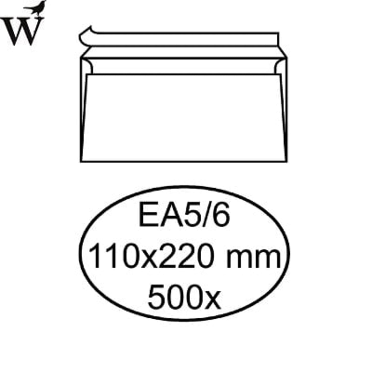 Envelop bank EA5/6 110x220mm zelfklevend wit 500st. Huismerk