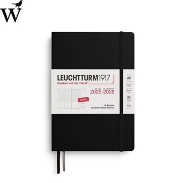 Agenda Leuchtturm Med Black 18m Academic HC 2025/2026