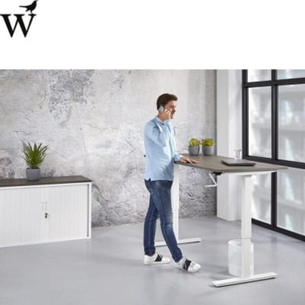 Slinger verstelbaar zit-sta bureau 160x80cm - Frame WIT