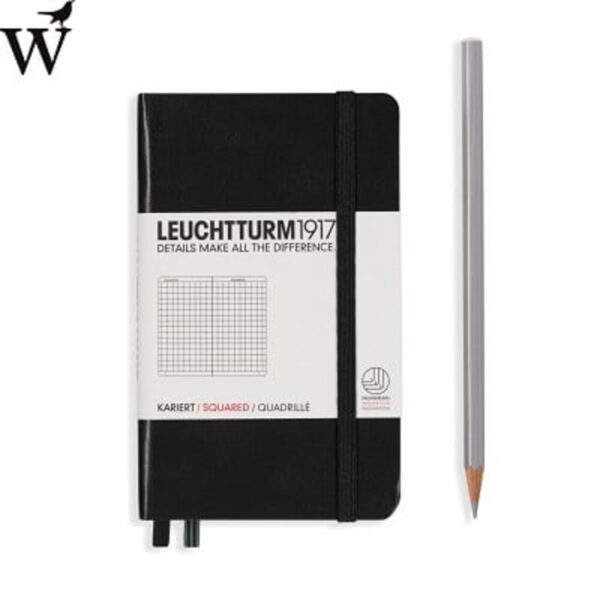 Notitieboek Leuchtturm Pocket black squared hard cover A6