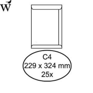 Envelop akte C4 229x324mm zelfklevend wit 25stuks Huismerk