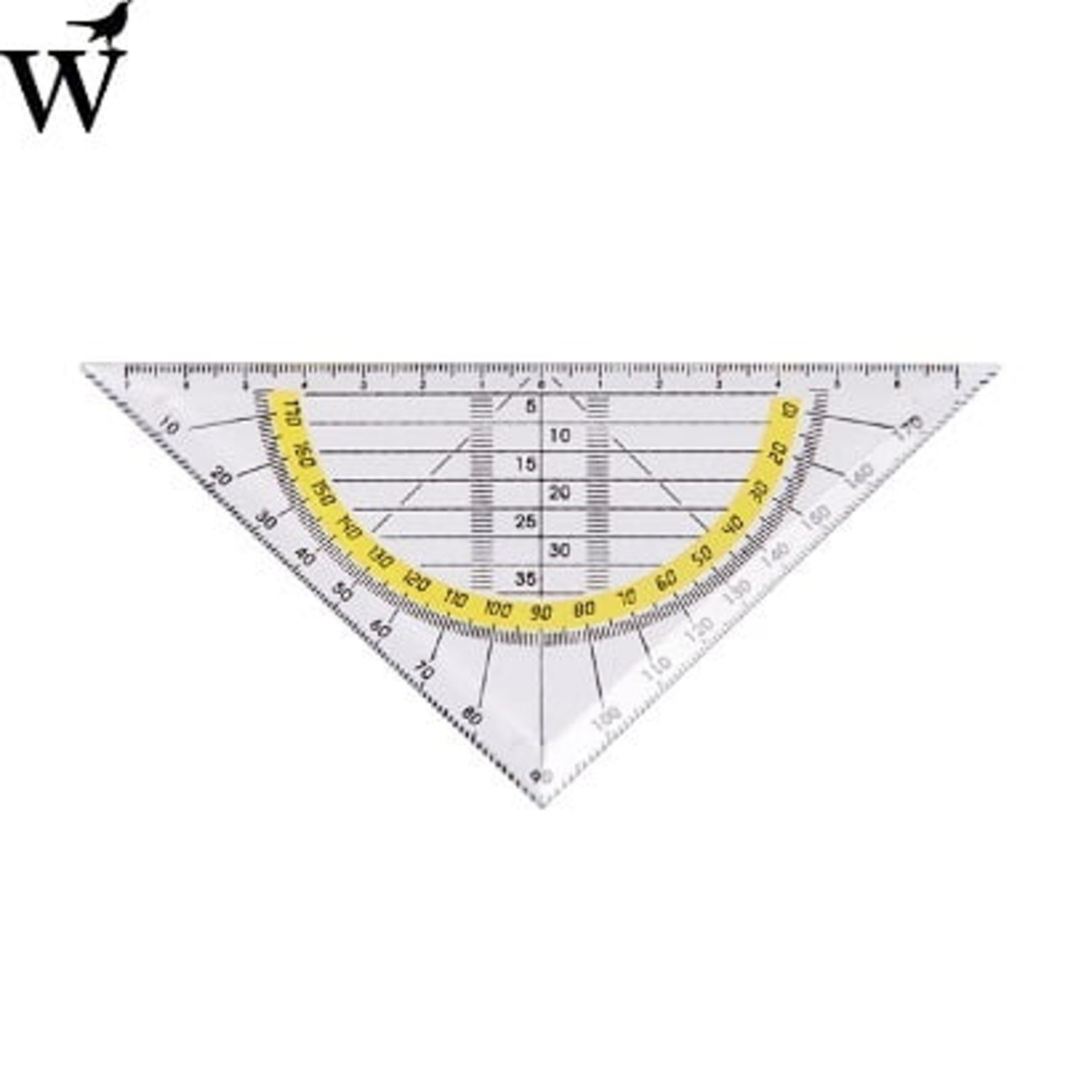 Geodriehoek 140mm transparant Huismerk