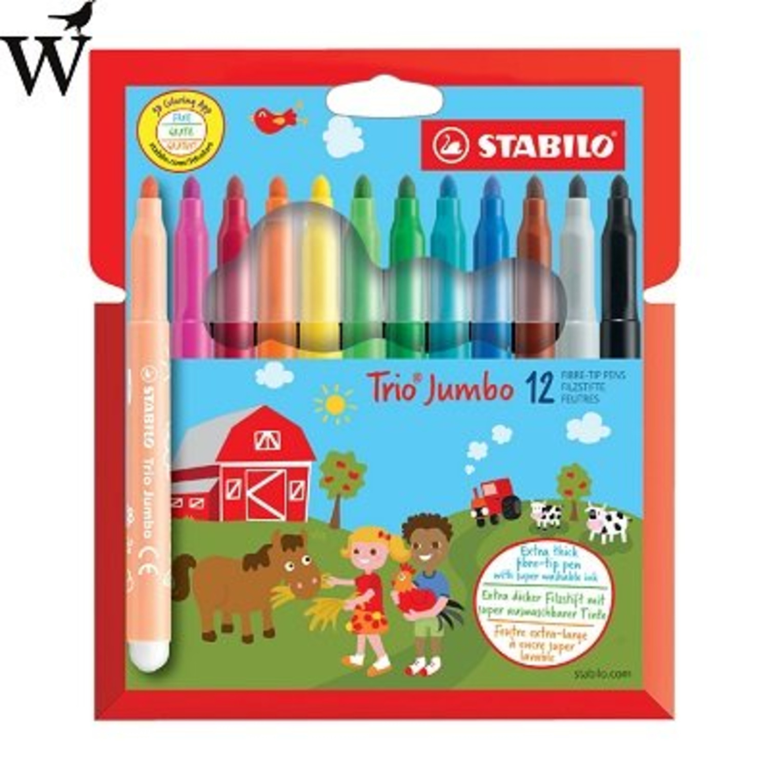 Viltstift Stabilo trio non permanent XL 380/12 blister à 12