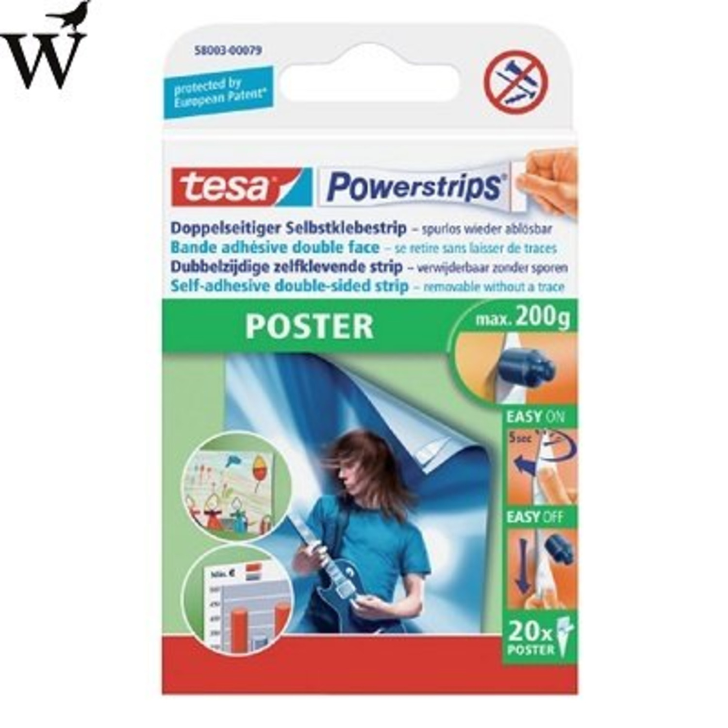 Dubbelzijdige powerstrip tesa poster 20stuks blister