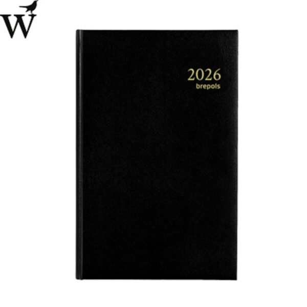 Agenda Brepols Saturnus kort 1 dag/1 pagina zwart 2026