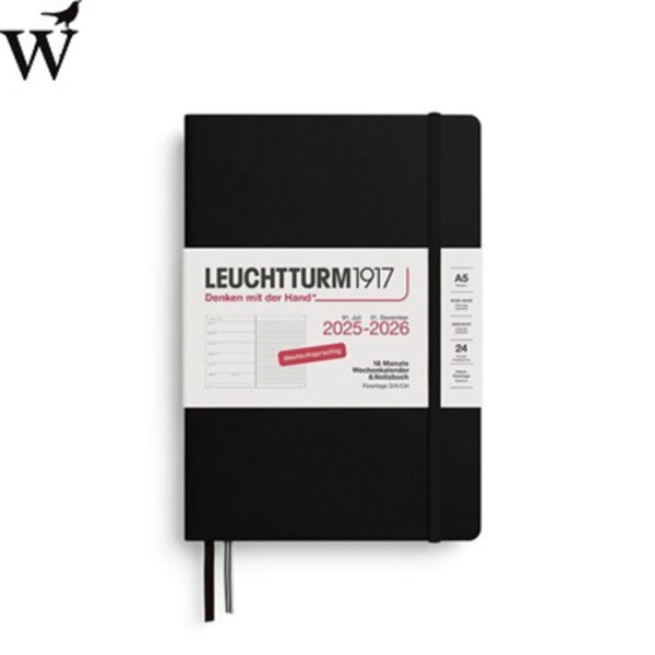 Agenda Leuchtturm Med Black 18m NB hard cover 2025/2026