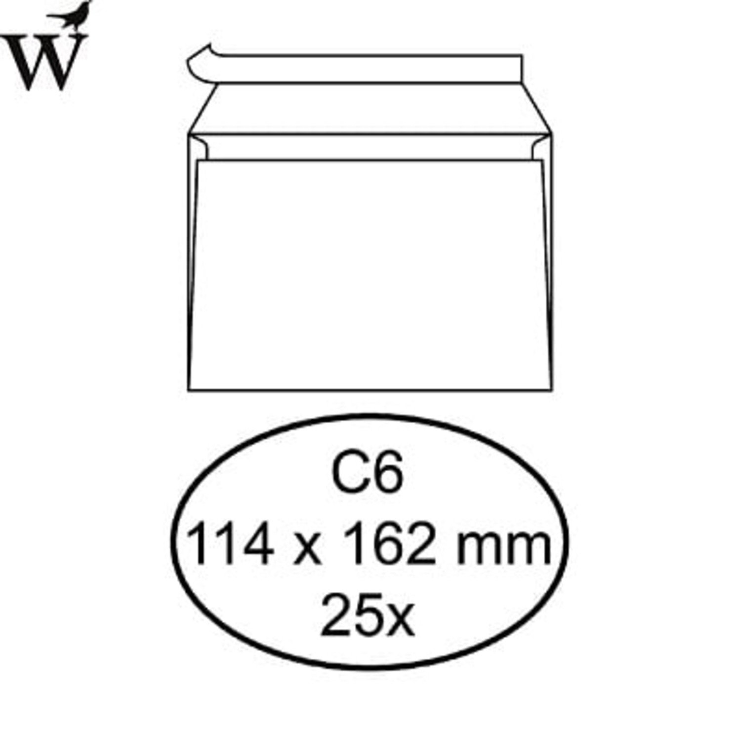 Envelop bank C6 114x162mm zelfklevend wit 25stuks Huismerk