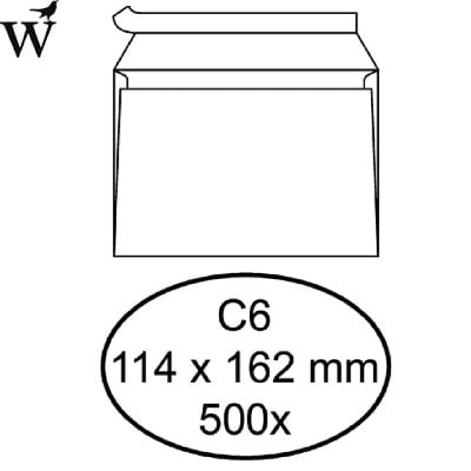 Envelop bank C6 114x162mm zelfklevend wit 500stuks Huismerk