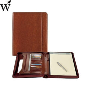 Schrijfmap Brepols Palermo A4 luxe met rits en blok bruin