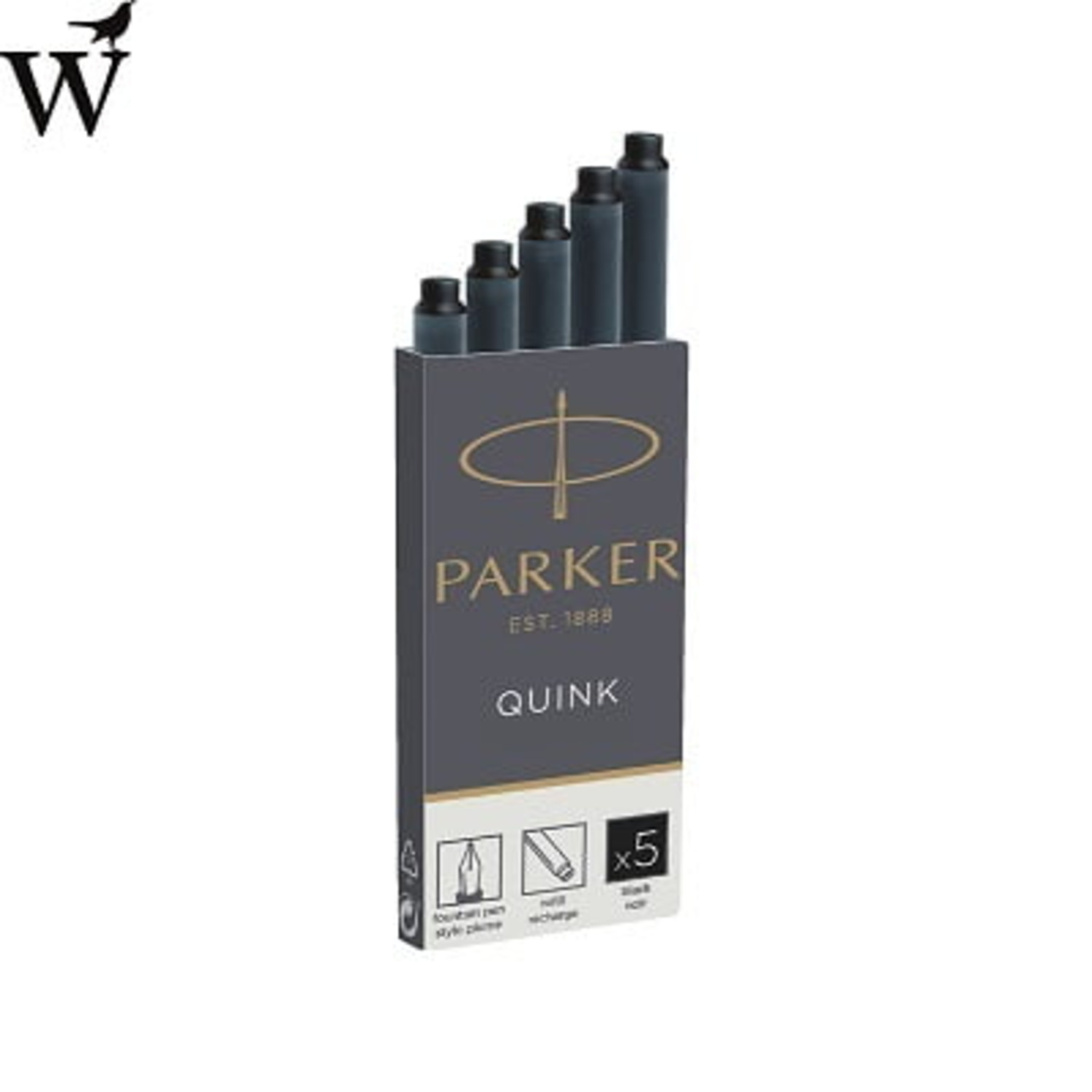 Inktpatroon Parker Quink permanent zwart 5 stuk per pak