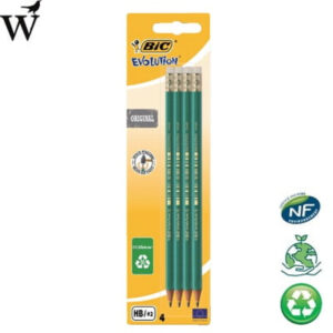 Potlood Bic Evolution ecolutions zeshoekig HB met gum 4stuks