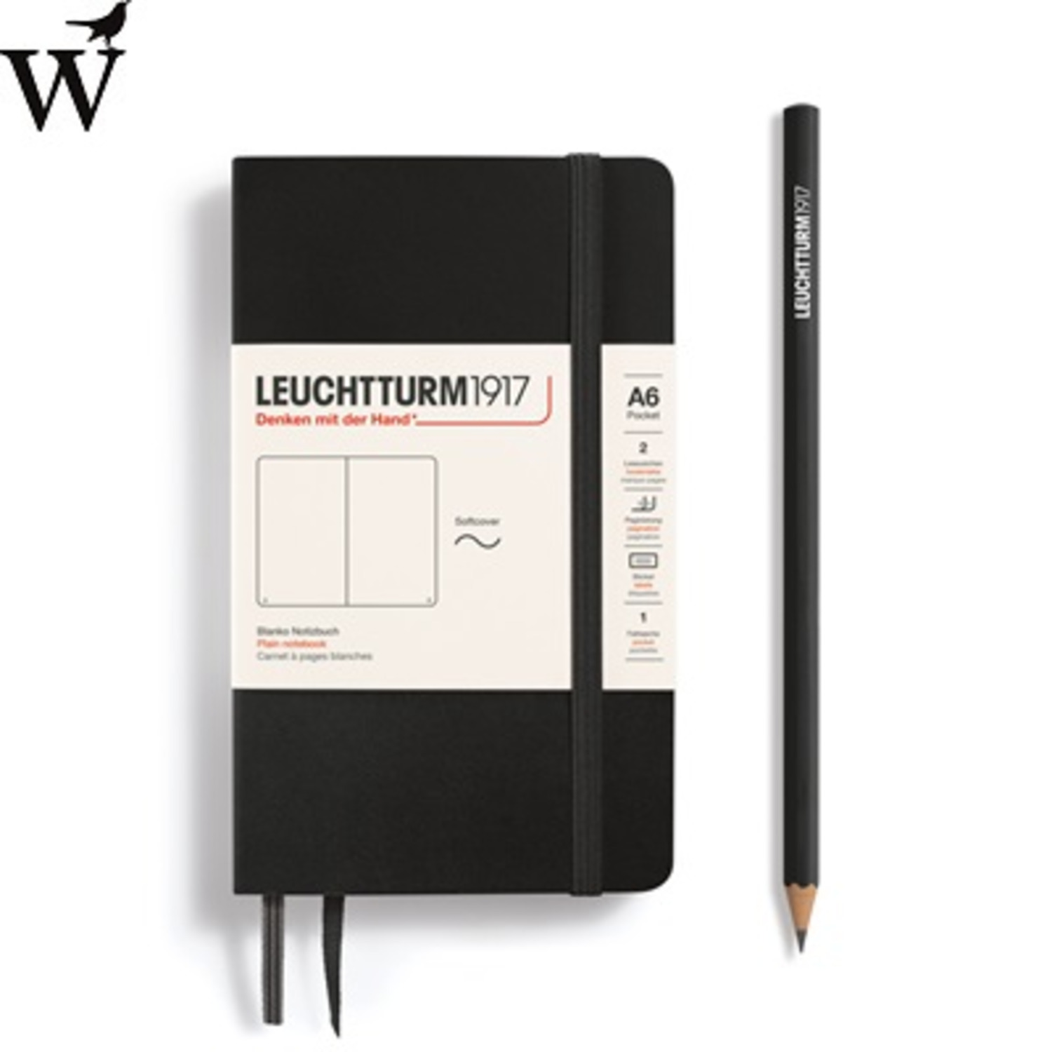 Notitieboek Leuchtturm Pocket black plain soft cover A6