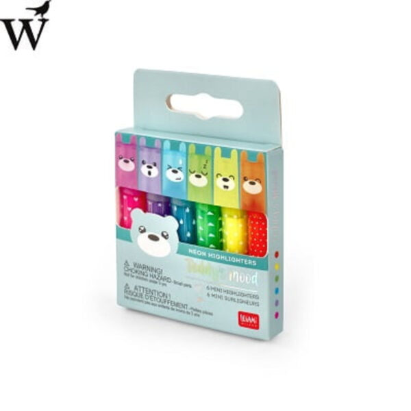 Legami Highlighter set á 6 - Teddy's Mood - Afbeelding 2