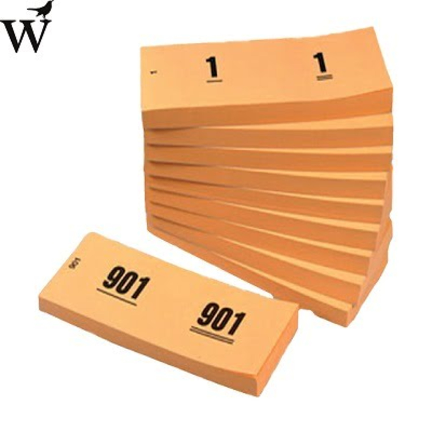 Nummerblok 42x105mm nummering 1-1000 oranje 10 stuks