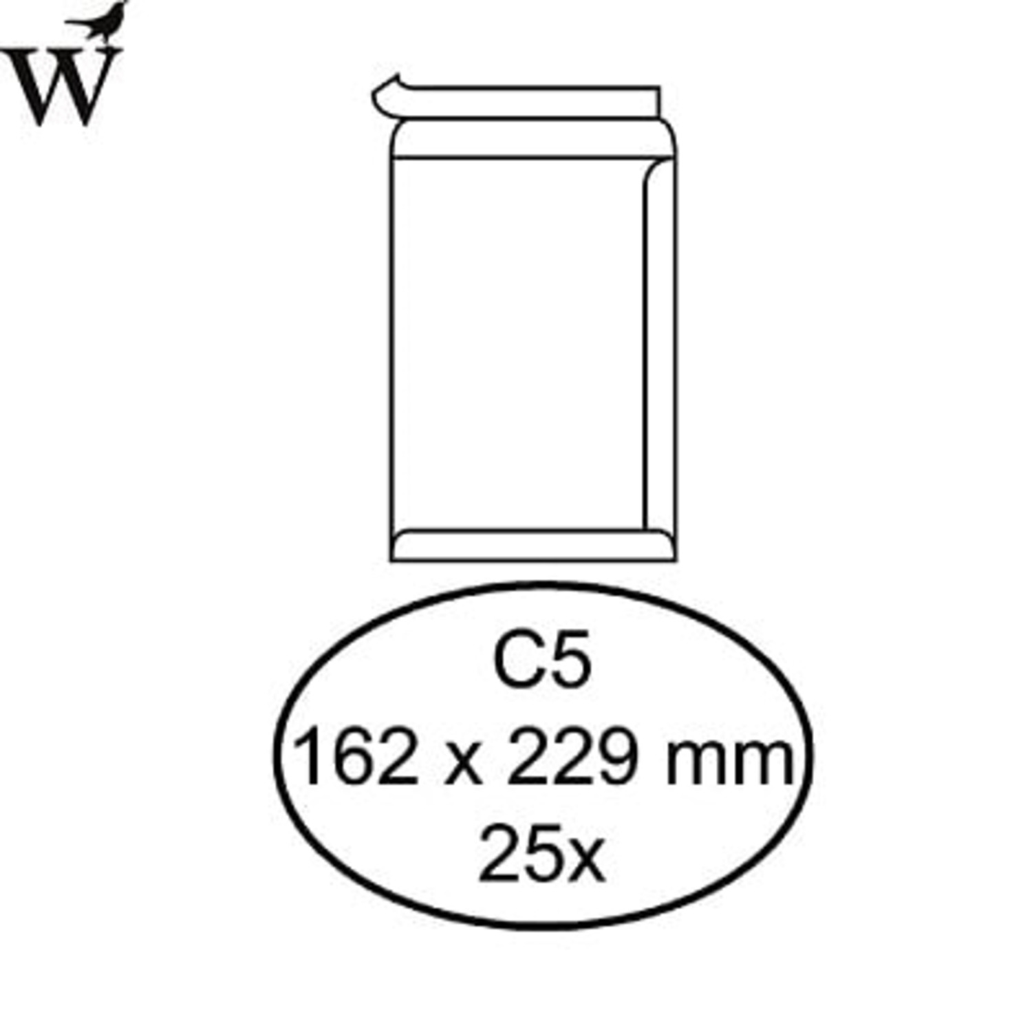 Envelop akte C5 162x229mm zelfklevend wit 25stuks Huismerk