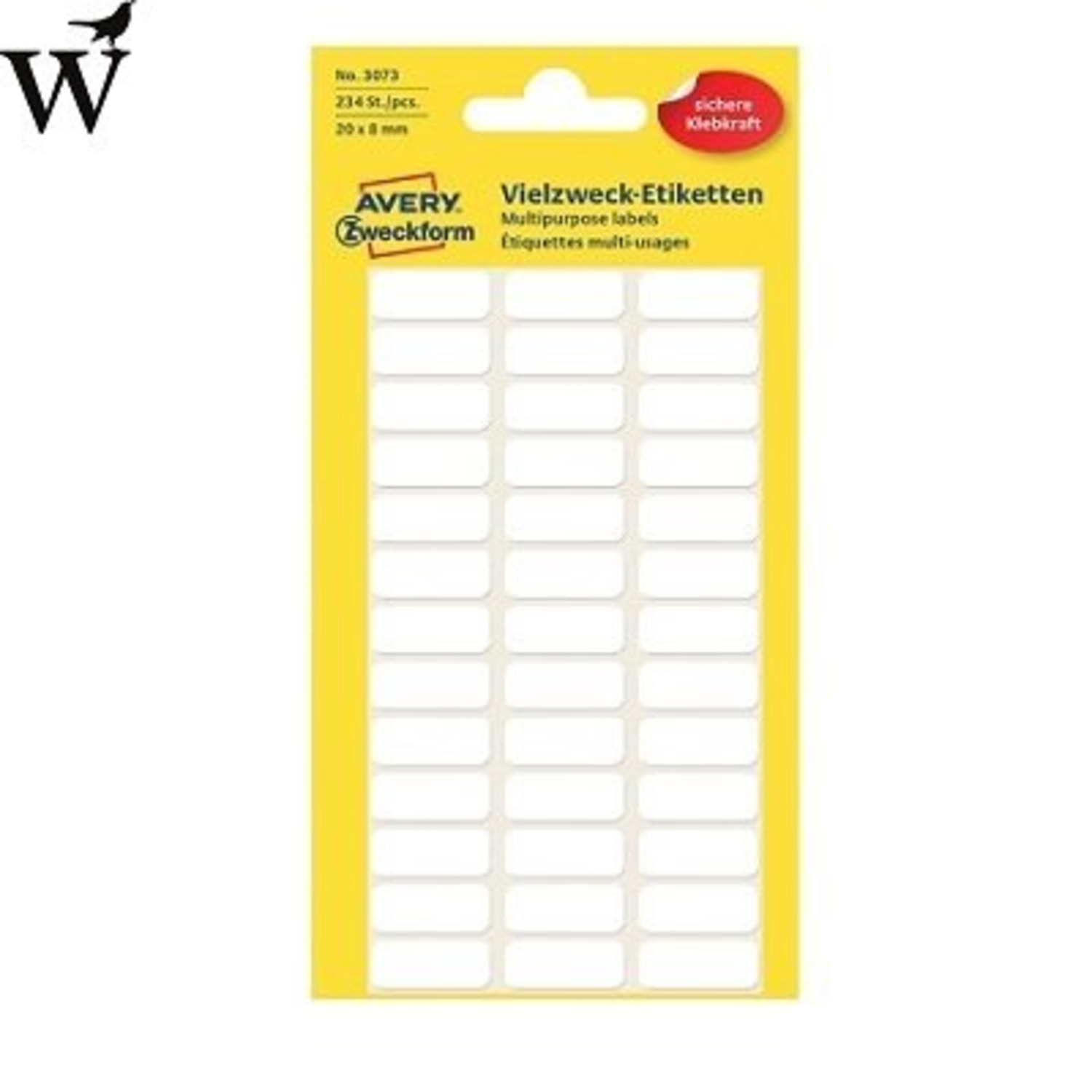 Etiket Avery Zweckform 3073 20x8mm wit 234stuks