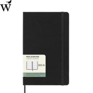 Agenda Moleskine Weekly L 18m 2025/2026 black hard horizon