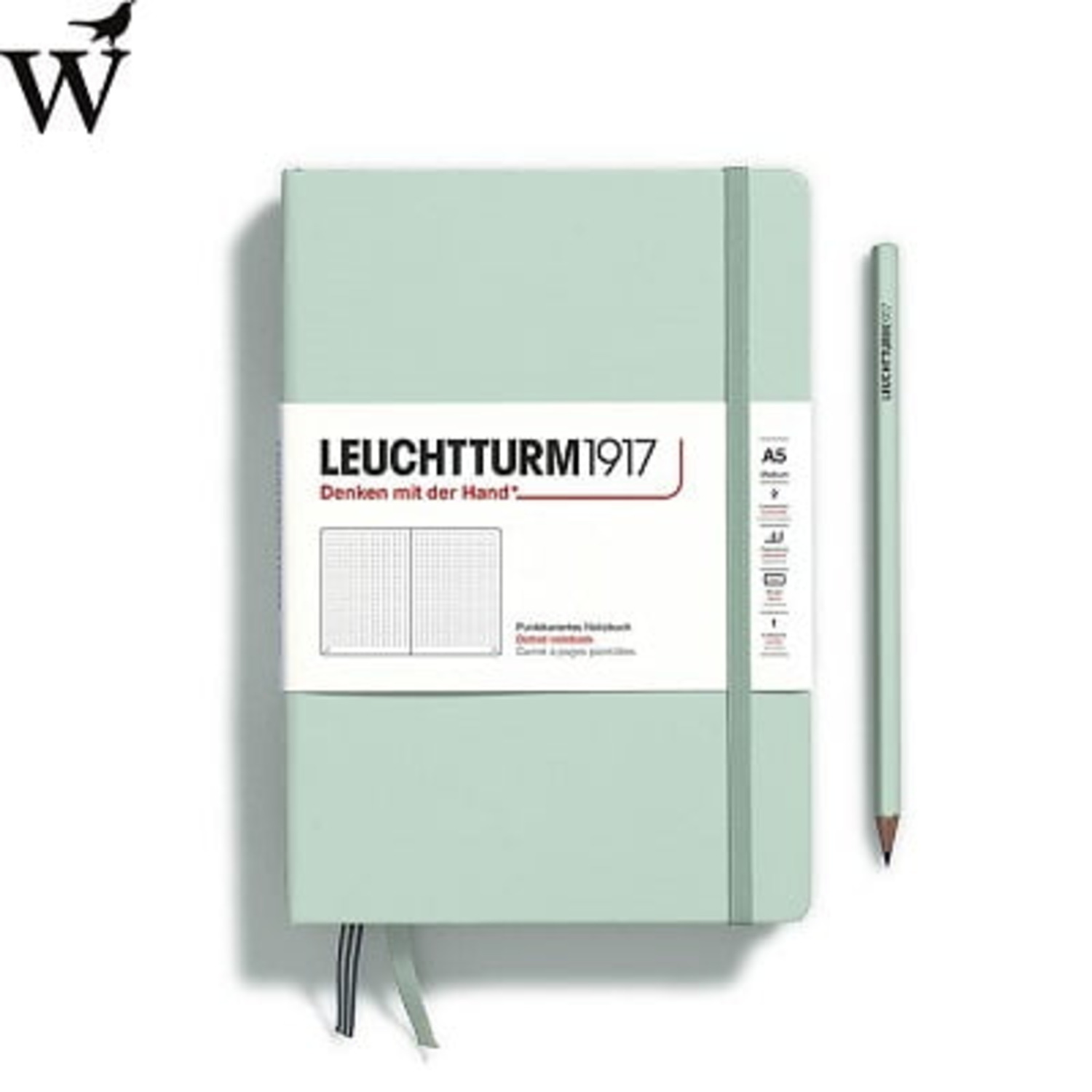 Notitieboek Leuchtturm med Mint Green dotted hard cover A5