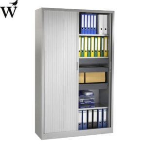 MY OFFICE ROLDEURKAST  met 4 legborden Aluminium 198X120cm